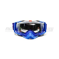 Очки кроссовые ROCKOT (Рокот) RM-323 (синий-белый/прозрачная, Anti-Scratch)