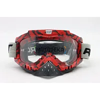 Очки кроссовые ROCKOT (Рокот) RM-325 (красный-чёрный/прозрачная, Anti-Scratch)